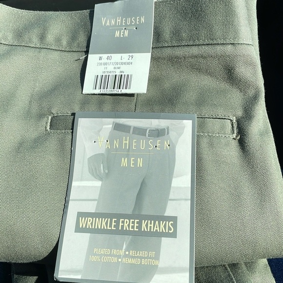 Van Heusen Wrinkle‎ Free Khakis Pleated Front Pant 40x27 - Picture 8 of 11